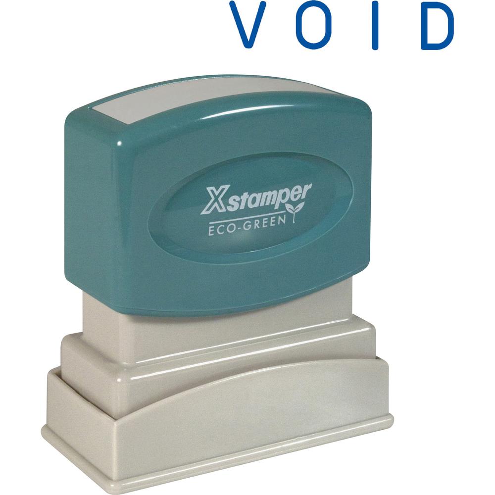 Xstamper VOID Title Stamp - Message Stamp - "VOID" - 0.50" Impression Width x 1.63" Impression Length - 100000 Impression(s) - Blue - Recycled - 1 Each. Picture 1