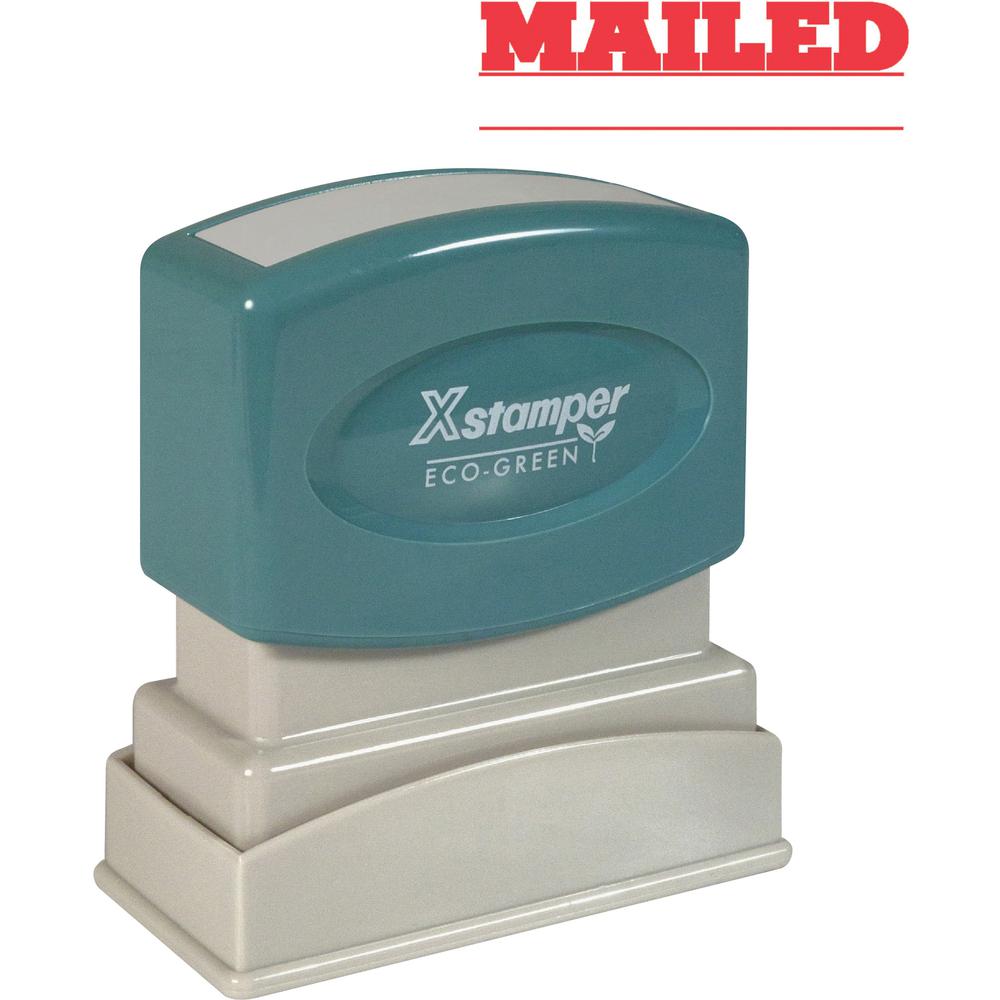 Xstamper MAILED Title Stamp - Message Stamp - "MAILED" - 0.50" Impression Width x 1.63" Impression Length - 100000 Impression(s) - Red - Recycled - 1 Each. Picture 1