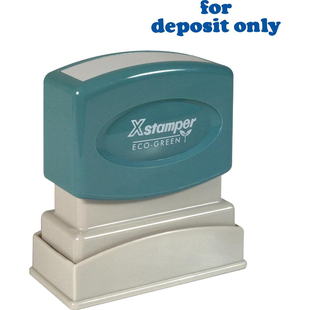 Xstamper "for deposit only" Title Stamp - Message Stamp - "FOR DEPOSIT ONLY" - 0.50" Impression Width x 1.62" Impression Length - 100000 Impression(s) - Blue - Recycled - 1 Each. Picture 1