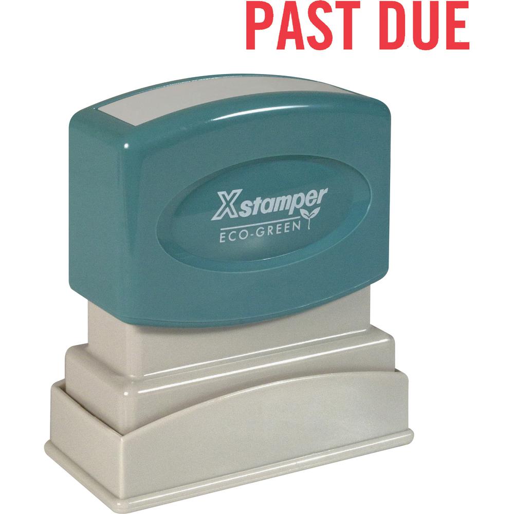 Xstamper PAST DUE Title Stamp - Message Stamp - "PAST DUE" - 0.50" Impression Width x 1.62" Impression Length - 100000 Impression(s) - Red - Recycled - 1 Each. Picture 1