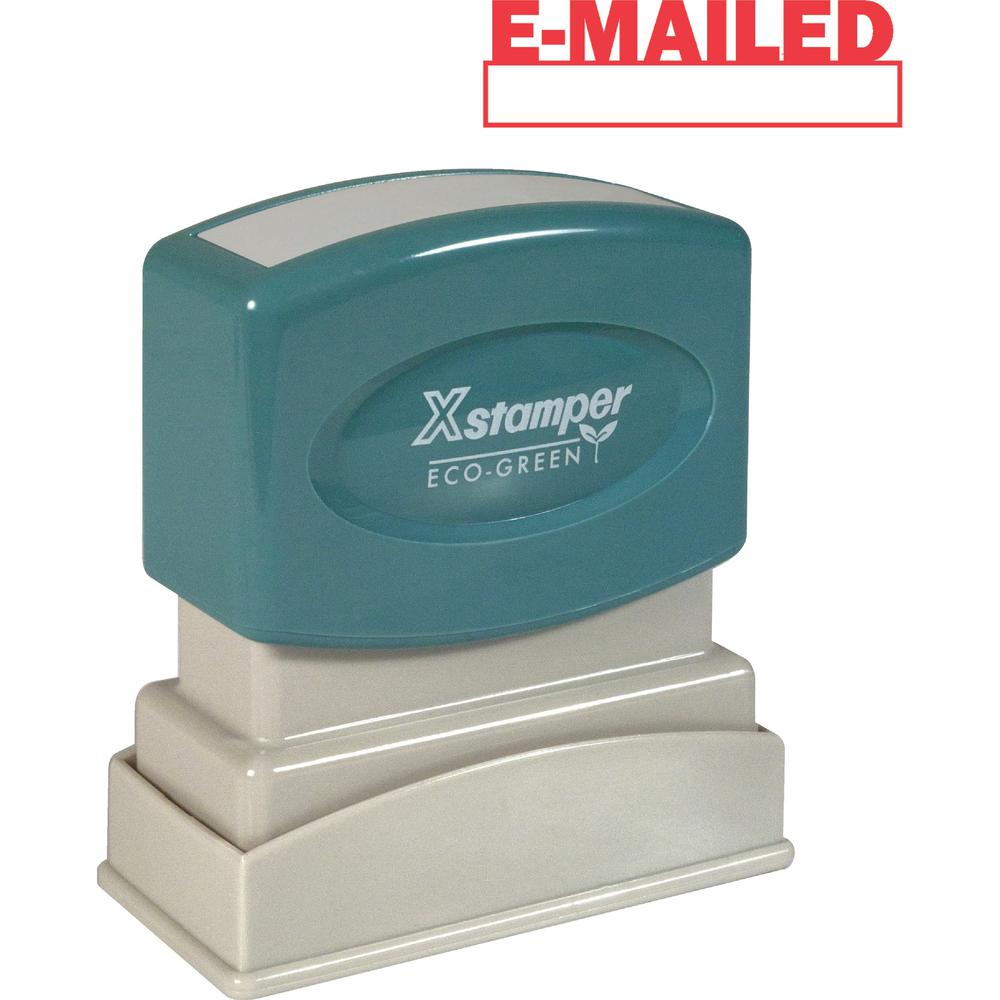 Xstamper E-MAILED Window Title Stamp - Message Stamp - "E-MAILED" - 0.50" Impression Width x 1.62" Impression Length - 100000 Impression(s) - Red - Recycled - 1 Each. Picture 1