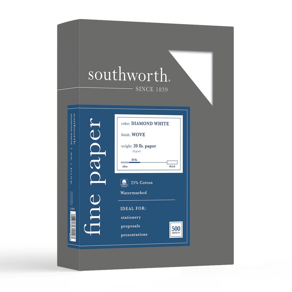 Southworth Diamond White Business Paper - Letter - 8 1/2" x 11" - 20 lb Basis Weight - Wove - 500 / Box. The main picture.
