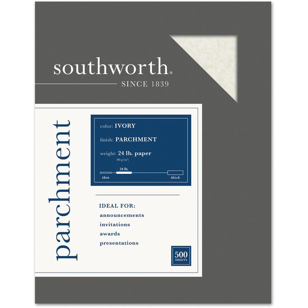 Southworth Parchment Specialty Paper - Blue - Letter - 8 1/2" x 11" - 24 lb Basis Weight - Parchment - 500 / Box - Acid-free, Lignin-free - Blue. Picture 1