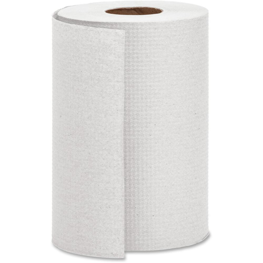 Genuine Joe Hardwound Roll Paper Towels - 7.88" x 350 ft - White - Absorbent - For Restroom - 12 / Carton. Picture 1