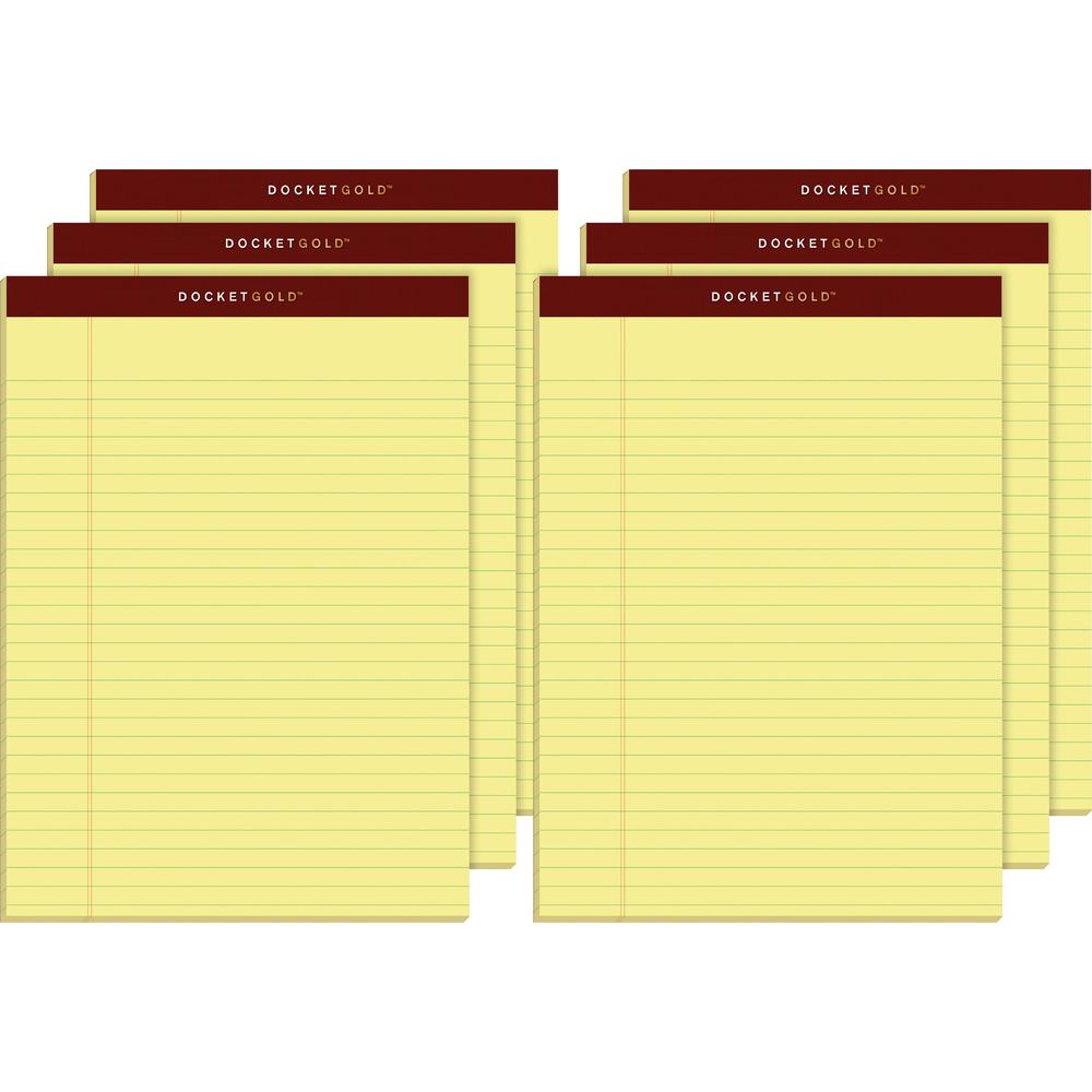 TOPS Docket Gold Legal Pads - Letter - 50 Sheets - Double Stitched - 0.34" Ruled - 20 lb Basis Weight - 8 1/2" x 11" - Canary Paper - Burgundy Binder - Perforated, Hard Cover, Heavyweight, Bond Paper,. Picture 1
