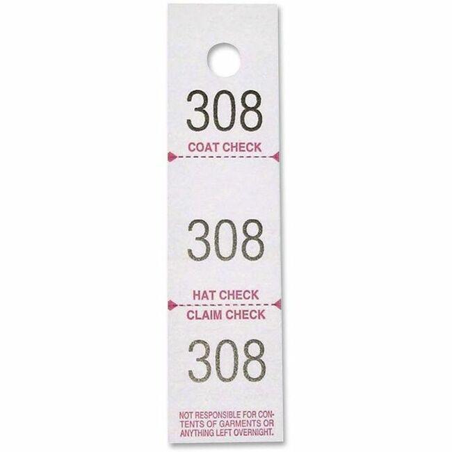 Sparco 3-Part Coat Check Tickets - 500 / Pack - White. Picture 1