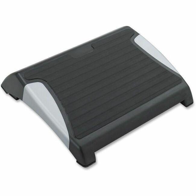 Safco RestEase Adjustable Footrest - 3.25" - 5" Adjustable Height - Black, Silver - 1 Each. Picture 1