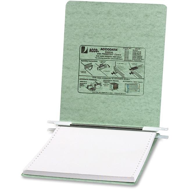 ACCO PRESSTEX Unburst Sheet Covers - 6" Binder Capacity - 9 1/2" x 11" Sheet Size - Light Green - Recycled - Retractable Filing Hooks, Hanging System, Moisture Resistant, Water Resistant - 1 Each. The main picture.