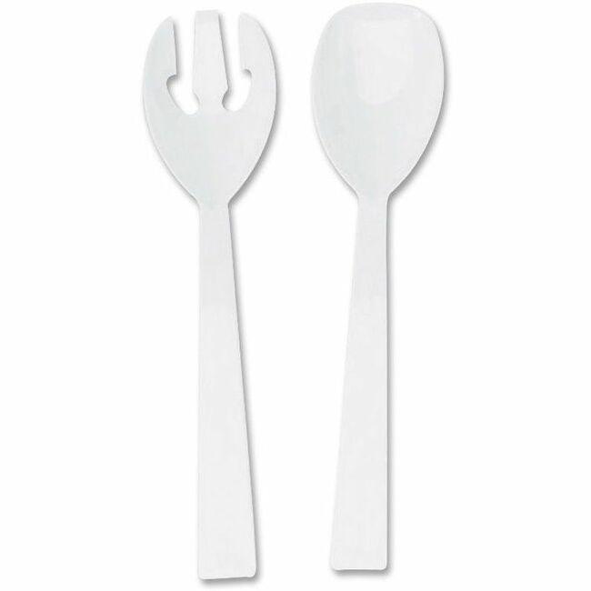 Tablemate Fork/Spoon Serving Set - 4 Piece(s) - 12/Box - 2 x Spoon - 2 x Fork - White. Picture 1