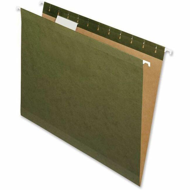 Nature Saver 1/5 Tab Cut Letter Recycled Hanging Folder - 8 1/2" x 11" - Poly - Standard Green - 100% Recycled - 25 / Box. Picture 1