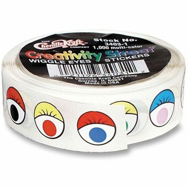Creativity Street Wiggle Eyes Stickers - Self-adhesive - Assorted - 1 / Roll. Picture 1