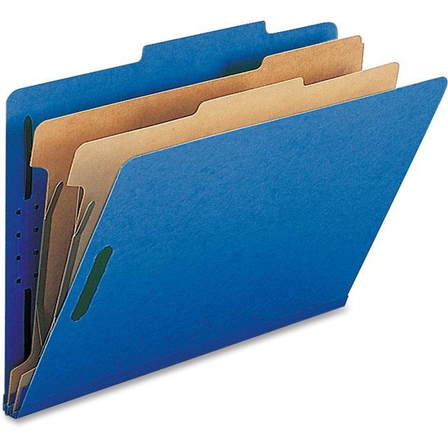Nature Saver Legal Recycled Classification Folder - 8 1/2" x 14" - 2" Fastener Capacity for Folder - 2 Divider(s) - Dark Blue - 100% Recycled - 10 / Box. Picture 1