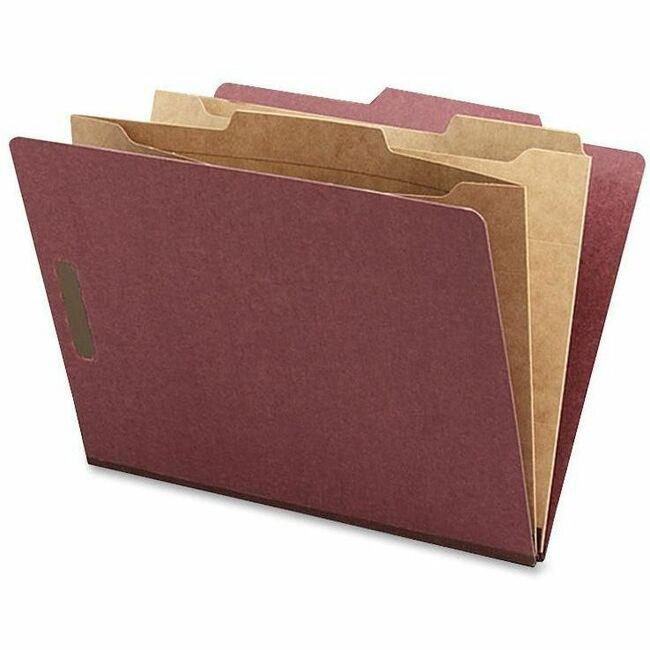 Nature Saver 2/5 Tab Cut Letter Recycled Classification Folder - 8 1/2" x 11" - 2" Expansion - 4 Fastener(s) - 2" Fastener Capacity for Folder, 1" Fastener Capacity for Divider - 2 Pocket(s) - 2 Divid. Picture 1