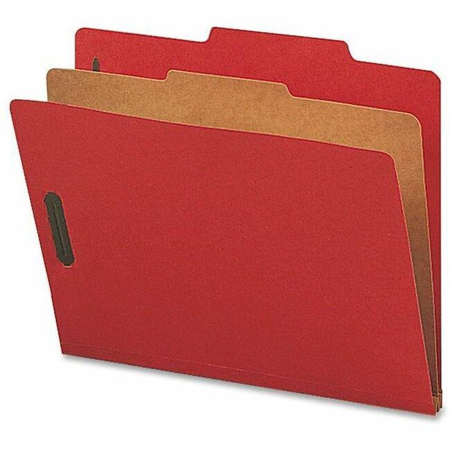 Nature Saver Letter Recycled Classification Folder - 8 1/2" x 11" - 2" Fastener Capacity for Folder - 1 Divider(s) - Bright Red - 100% Recycled - 10 / Box. Picture 1