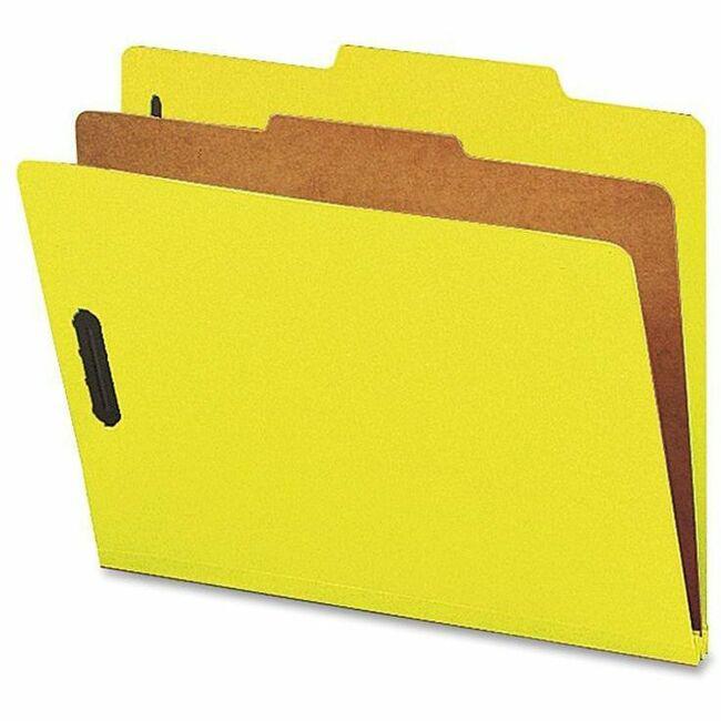 Nature Saver Letter Recycled Classification Folder - 8 1/2" - 2" Expansion - 2" Fastener Capacity for Folder - Top Tab Location - 1 Divider(s) - Yellow - 100% Recycled - 10 / Box. Picture 1