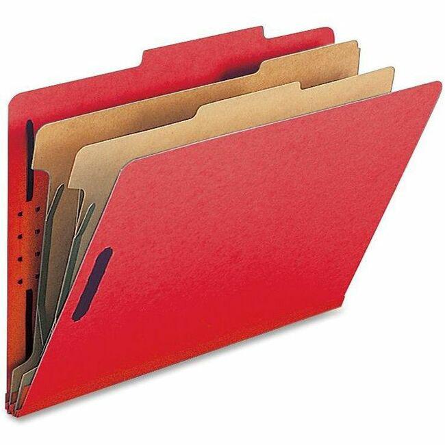 Nature Saver Legal Recycled Classification Folder - 8 1/2" x 14" - 2" Fastener Capacity for Folder - 2 Divider(s) - Bright Red - 100% Recycled - 10 / Box. Picture 1
