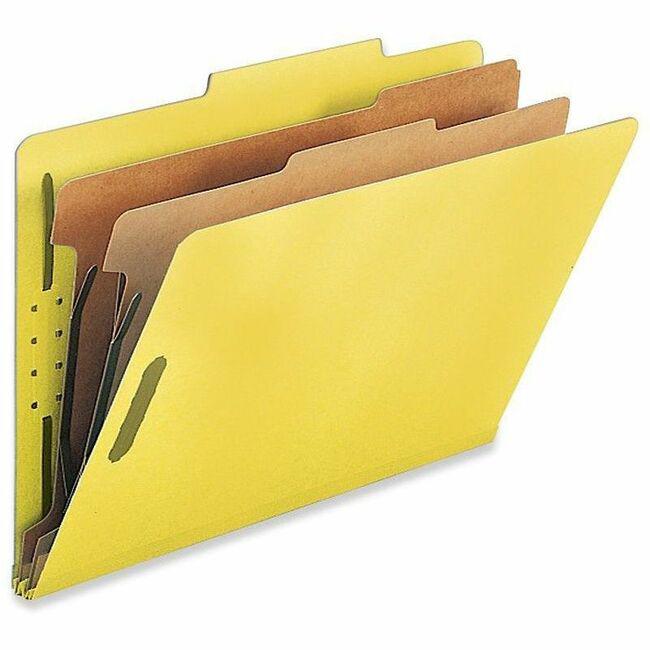 Nature Saver Legal Recycled Classification Folder - 8 1/2" x 14" - 2" Fastener Capacity for Folder - 2 Divider(s) - Yellow - 100% Recycled - 10 / Box. Picture 1