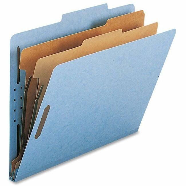 Nature Saver Letter Recycled Classification Folder - 8 1/2" x 11" - 2" Fastener Capacity for Folder - 2 Divider(s) - Blue - 100% Recycled - 10 / Box. Picture 1