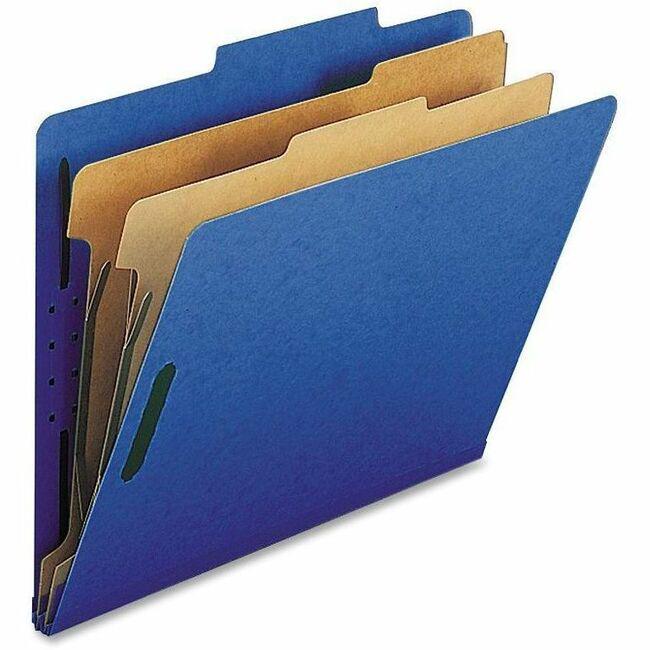 Nature Saver Letter Recycled Classification Folder - 8 1/2" x 11" - 2" Fastener Capacity for Folder - 2 Divider(s) - Dark Blue - 100% Recycled - 10 / Box. Picture 1