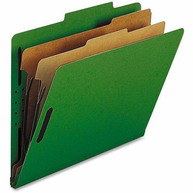Nature Saver Letter Recycled Classification Folder - 8 1/2" x 11" - 2" Fastener Capacity for Folder - 2 Divider(s) - Green - 100% Recycled - 10 / Box. Picture 1
