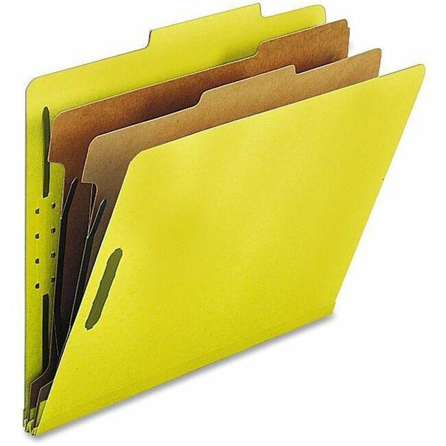 Nature Saver Letter Recycled Classification Folder - 8 1/2" x 11" - 2" Expansion - 2" Fastener Capacity for Folder - Top Tab Location - 2 Divider(s) - Yellow - 100% Recycled - 10 / Box. Picture 1