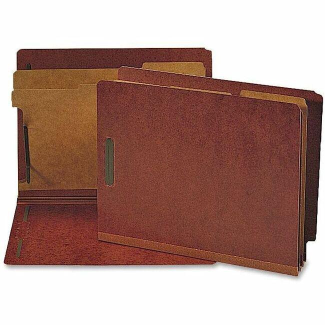 Nature Saver Letter Recycled Classification Folder - 8 1/2" x 11" - 2 Fastener(s) - 2" Fastener Capacity for Folder - End Tab Location - 2 Divider(s) - Red - 100% Recycled - 10 / Box. Picture 1