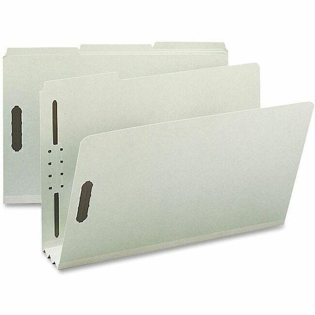 Nature Saver 1/3 Tab Cut Legal Recycled Fastener Folder - 8 1/2" x 14" - 3" Expansion - 2 Fastener(s) - 2" Fastener Capacity for Folder - Top Tab Location - Assorted Position Tab Position - Pressboard. Picture 1