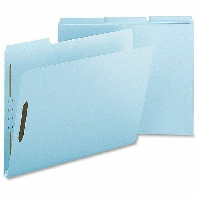 Nature Saver Letter Recycled Fastener Folder - 8 1/2" x 11" - 1" Expansion - 2 Fastener(s) - 2" Fastener Capacity for Folder - Pressboard, Tyvek - Light Blue - 100% Recycled - 25 / Box. Picture 1