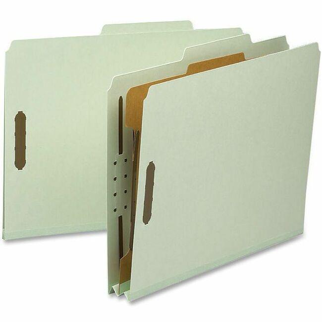 Nature Saver 2/5 Tab Cut Letter Recycled Classification Folder - 8 1/2" x 11" - 2" Expansion - Prong K Style Fastener - 2" Fastener Capacity for Folder, 1" Fastener Capacity for Divider - 1 Divider(s). Picture 1