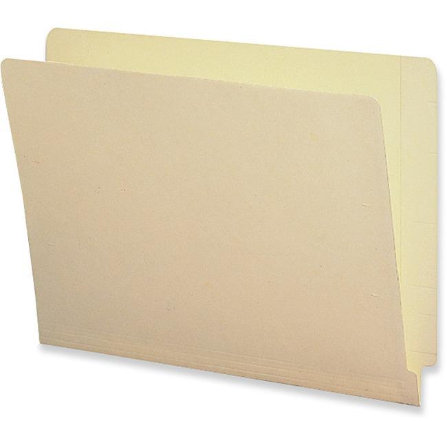 Business Source Straight Tab Cut Letter Recycled End Tab File Folder - 8 1/2" x 11" - End Tab Location - 10% Recycled - 100 / Box. Picture 1