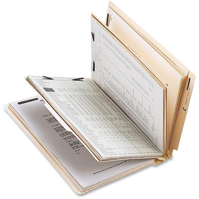 Business Source Letter Recycled Classification Folder - 8 1/2" x 11" - 2" Fastener Capacity - End Tab Location - 2 Divider(s) - 10% Recycled - 10 / Box. Picture 1