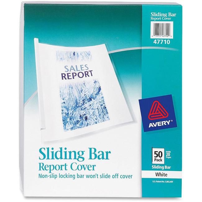 Avery&reg; Report Cover - 1/8" Folder Capacity - 20 Sheet Capacity - Poly - White, Clear - 50 / Box. Picture 1