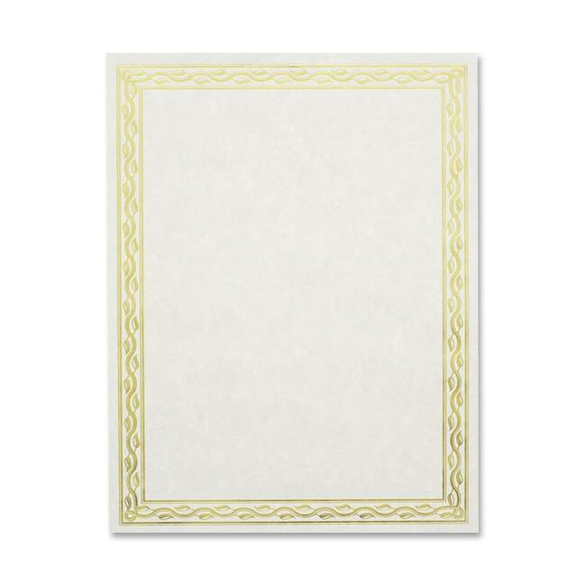 Geographics Premium Gold Foil Border Certificates - 28 lb Basis Weight - 8.5" x 11" - Inkjet, Laser Compatible - Gold with Gold Border - Parchment Paper - 12 / Pack. Picture 1