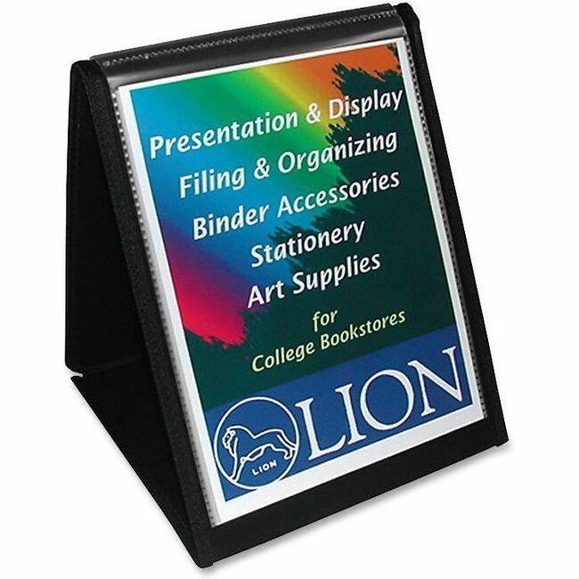 Lion Flip-N-Tell Display Easel Books - Letter - 8 1/2" x 11" Sheet Size - 40 Sheet Capacity - 20 Pocket(s) - Polypropylene - Black - 1.04 lb - Recycled - Non-stick, Acid-free, Lightweight, Reinforced . Picture 1