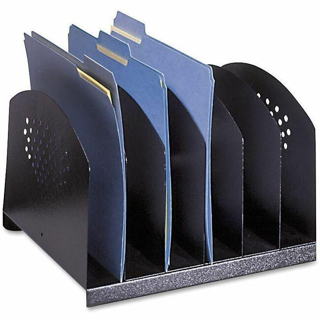 Safco Steel Desk Racks - 6 Compartment(s) - 2" - 8" Height x 12.1" Width x 11.1" DepthDesktop - Powder Coated - Black - Steel - 1 Each. Picture 1