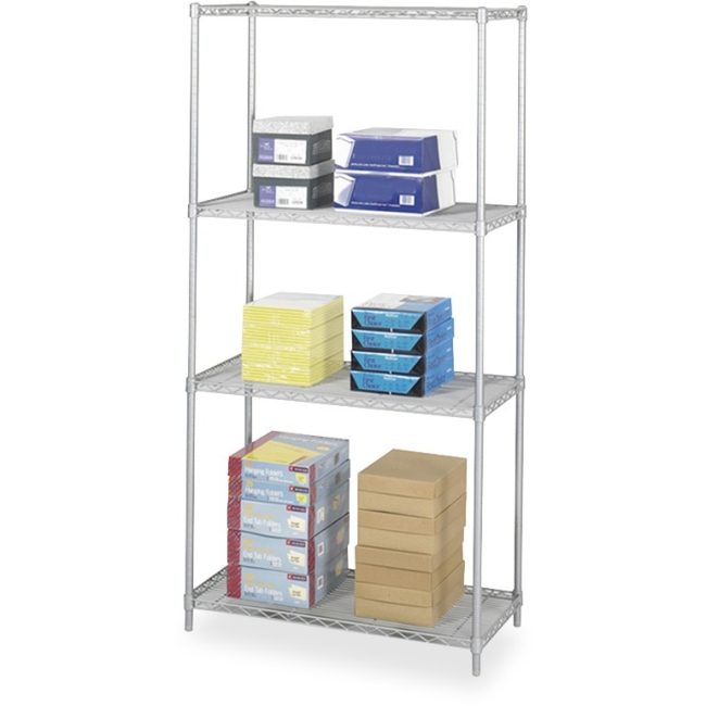Industrial Wire Shelving - 36" x 18" - 4 x Shelf(ves) - Gray. Picture 1
