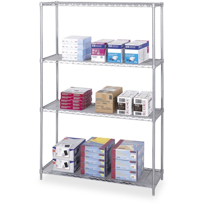 Industrial Wire Shelving - 48" x 18" x 72" - 4 x Shelf(ves) - Gray. Picture 1