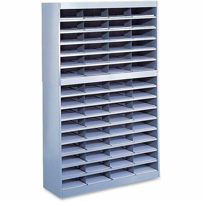 Safco E-Z Stor Steel Literature Organizers - 750 x Sheet - 60 Compartment(s) - Compartment Size 3" x 9" x 12.25" - 60" Height x 37.5" Width x 12.8" Depth - 50% Recycled - Enamel - Gray - Steel, Fiberb. Picture 1