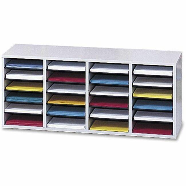 Safco Adjustable Shelves Literature Organizers - 24 Compartment(s) - Compartment Size 2.50" x 9" x 11.50" - 16.4" Height x 39.4" Width x 11.8" Depth - Gray - Wood - 1 Each. Picture 1