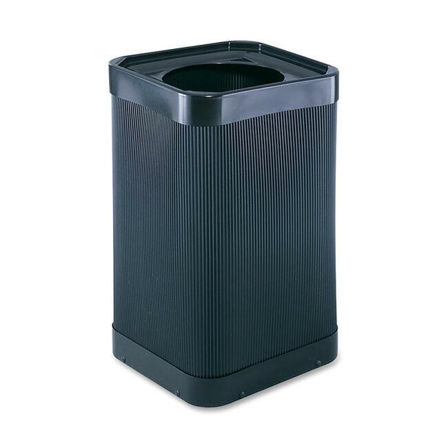 Safco At-Your-Disposal 12" Open Waste Receptacle - 38 gal Capacity - 12" Opening Diameter - 32" Height x 18" Width x 18" Depth - Polyethylene - Black - 1 Each. Picture 1