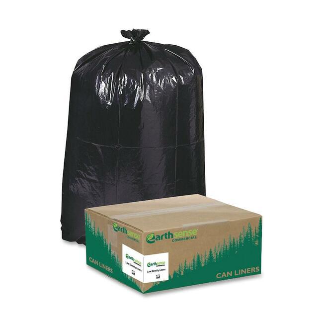 Berry Reclaim Heavy-Duty Recycled Can Liners - Medium Size - 33 gal Capacity - 33" Width x 39" Length - 1.25 mil (32 Micron) Thickness - Low Density - Black - Plastic - 100/Carton - Recycled. Picture 1
