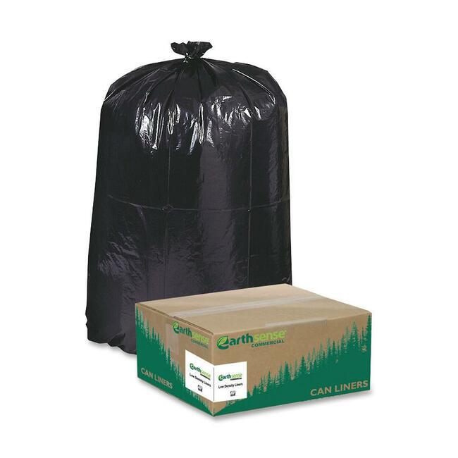 Berry Reclaim Heavy-Duty Recycled Can Liners - Large Size - 45 gal Capacity - 40" Width x 46" Length - 1.25 mil (32 Micron) Thickness - Low Density - Black - Plastic - 100/Carton - Recycled. Picture 1