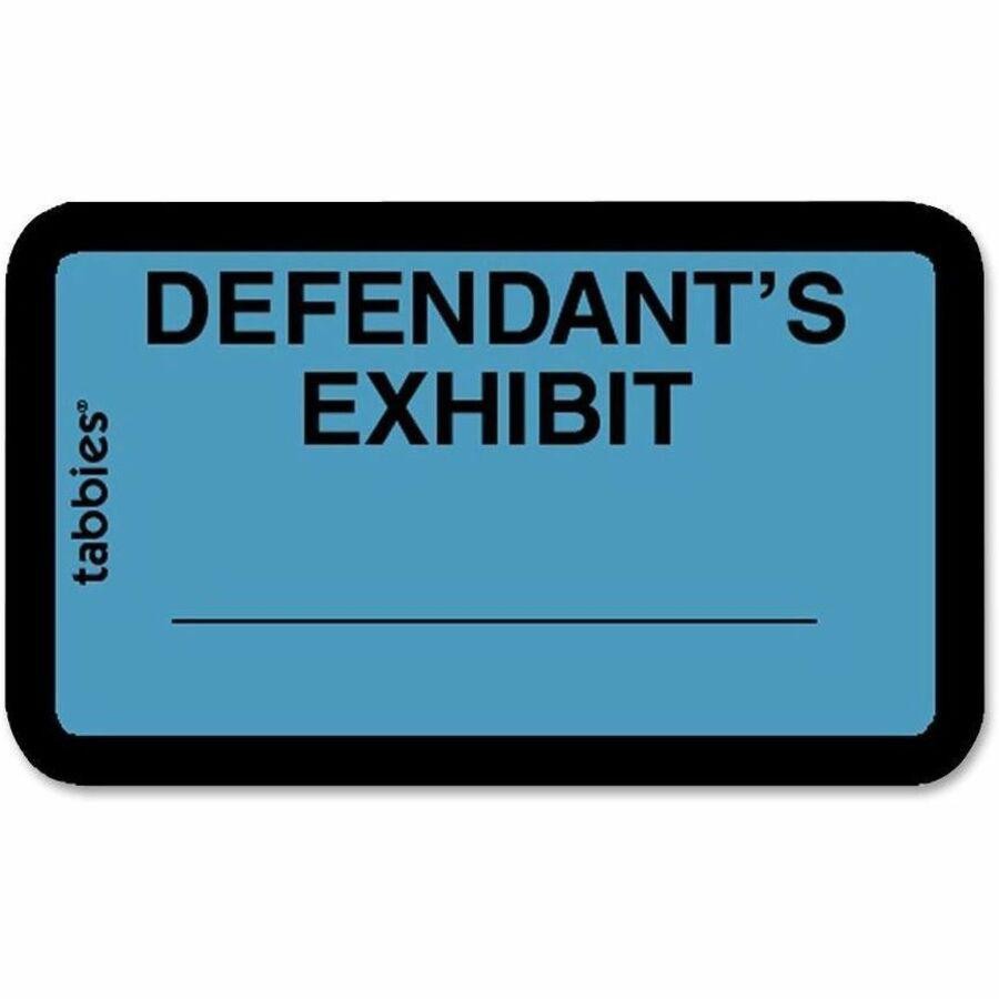 Tabbies Defendant's Exhibit Legal File Labels - 1 5/8" x 1" Length - Blue - 252 / Pack. The main picture.