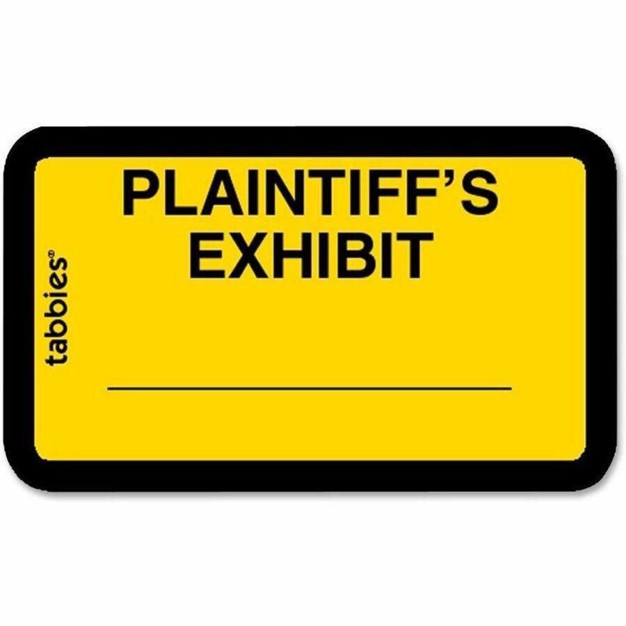Tabbies Plaintiff's Exhibit Legal File Labels - 1 5/8" x 1" Length - Yellow - 252 / Pack. The main picture.