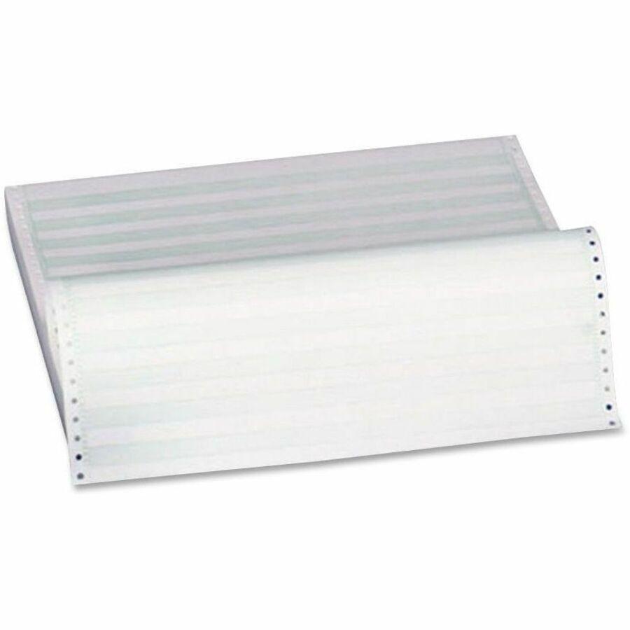 Sparco Continous-form 1/2" Green Bar Computer Paper - 14 7/8" x 11" - 18 lb Basis Weight - 280 / Carton - Perforated - Green Bar. Picture 1