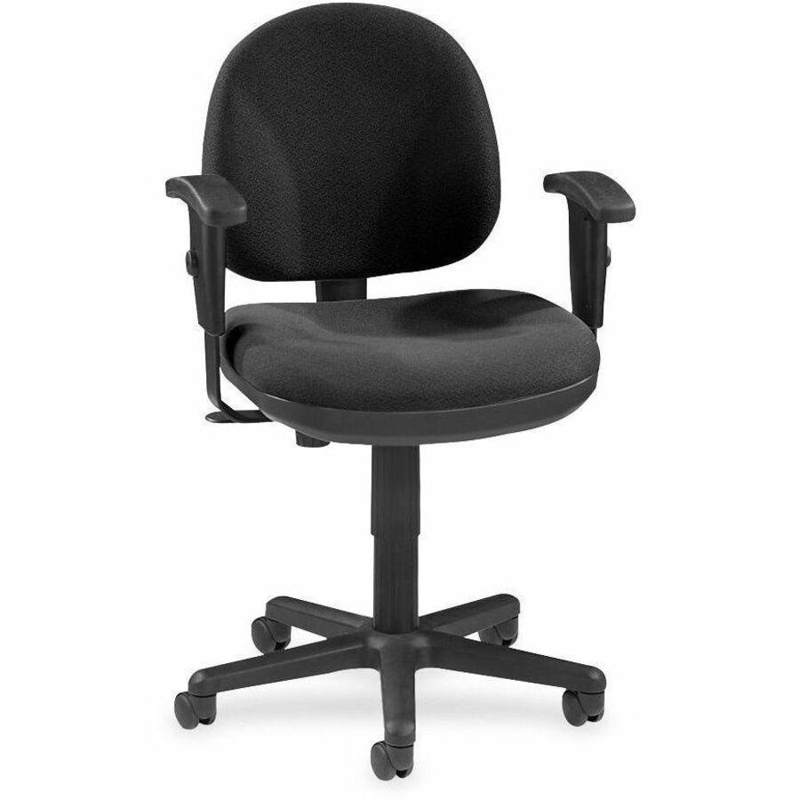 Lorell Millenia Series Pneumatic Adjustable Task Chair - Black Seat - Black Back - 1 Each. Picture 1