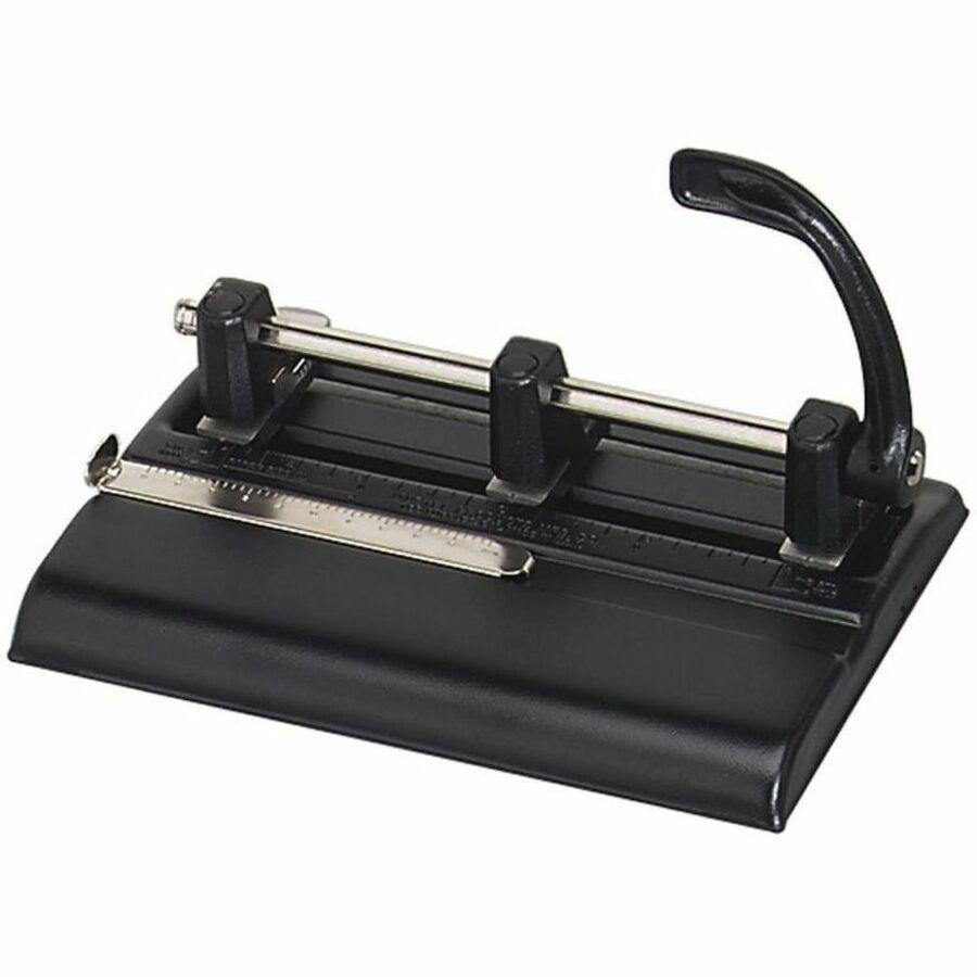Master 1325B Hole Punch - 3 Punch Head(s) - 40 Sheet of 20lb Paper - 9/32" Punch Size - Round Shape - Black. Picture 1