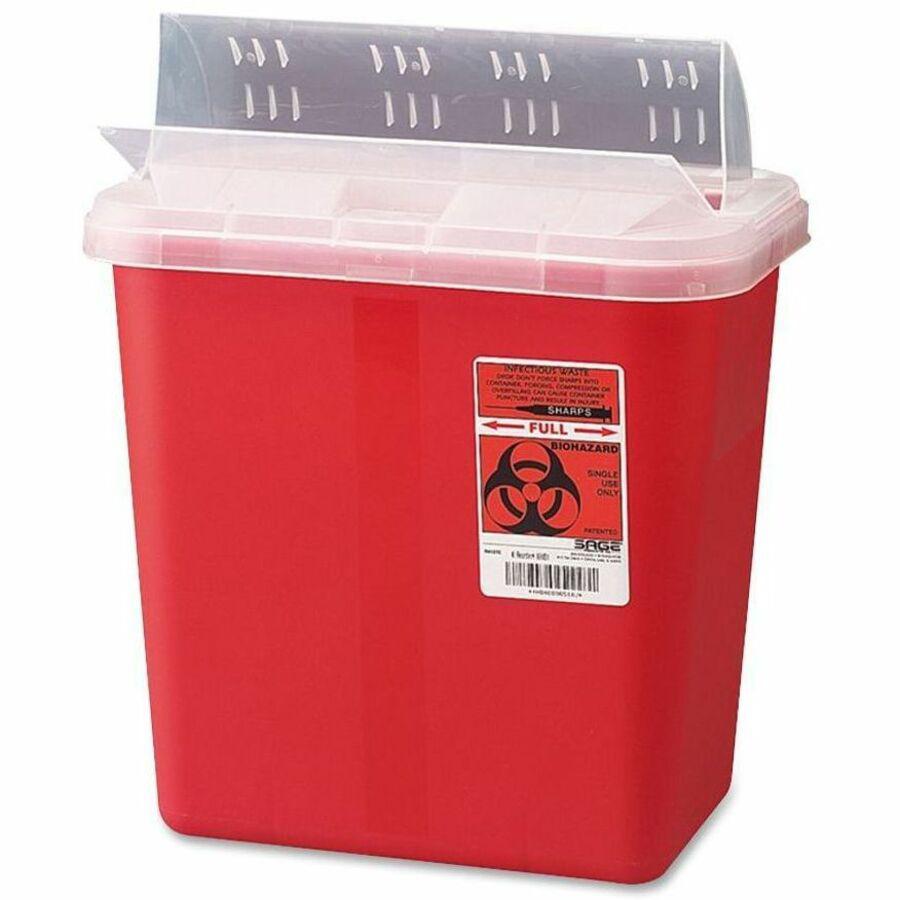 Covidien Sharps Medical Waste Container - 2 gal Capacity - 12.8" Height x 10.5" Width x 7.3" Depth - Red - 1 Each. Picture 1