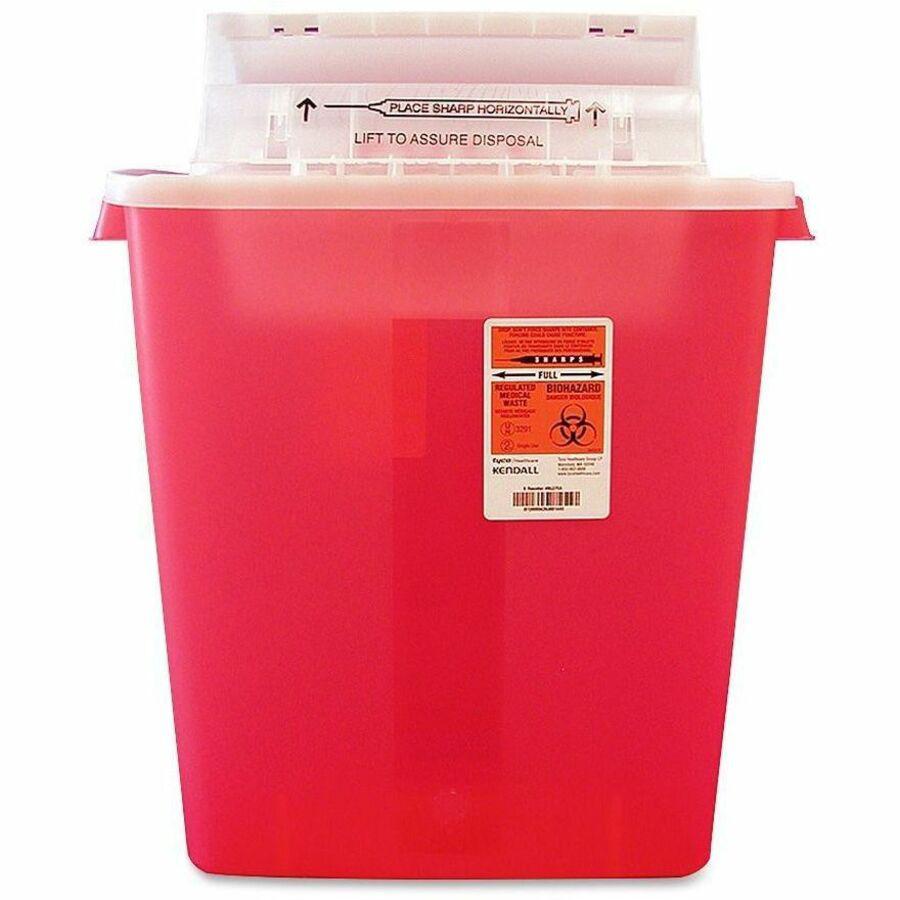 Sharpstar Covidien Transparent Containers - 3 gal Capacity - 16.5" Height x 13.8" Width x 6" Depth - Red - 1 Each. Picture 1