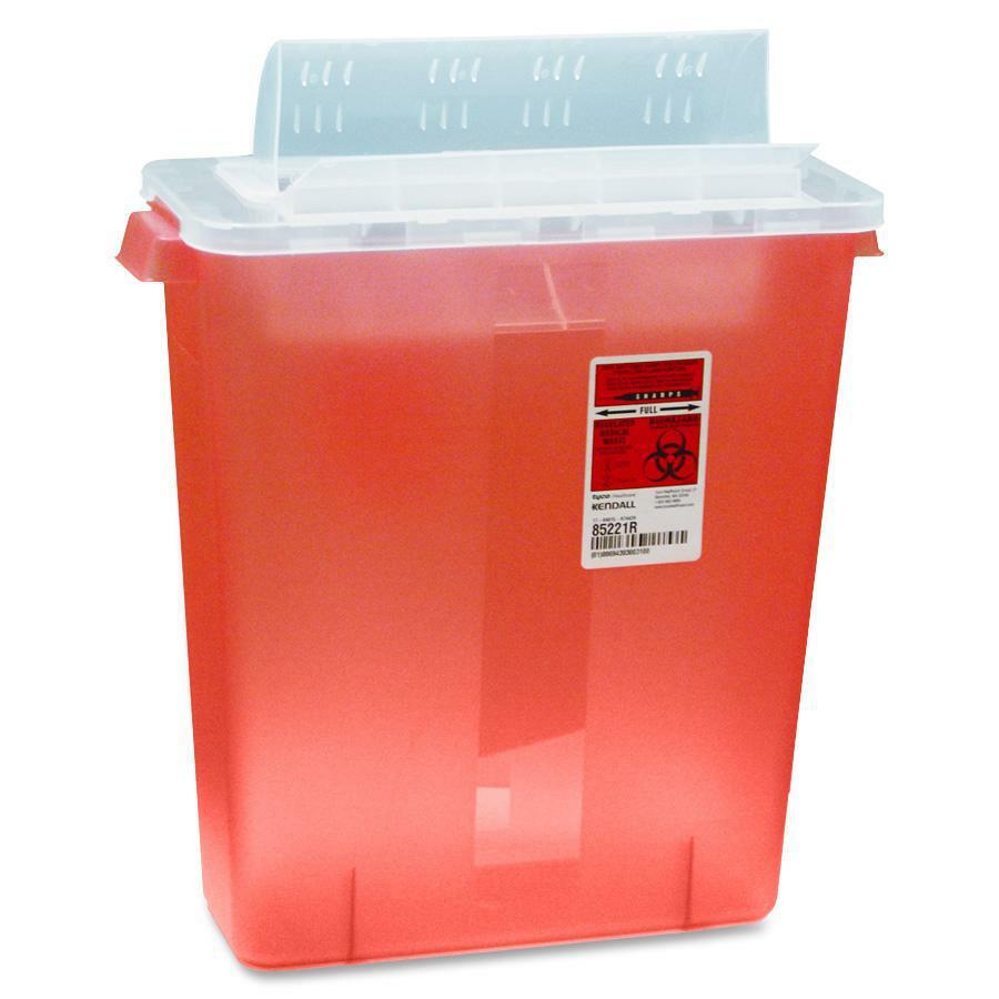 Covidien Transparent Red Sharps Container - 3 gal Capacity - 16.3" Height x 13.8" Width x 6" Depth - Red - 1 Each. Picture 1